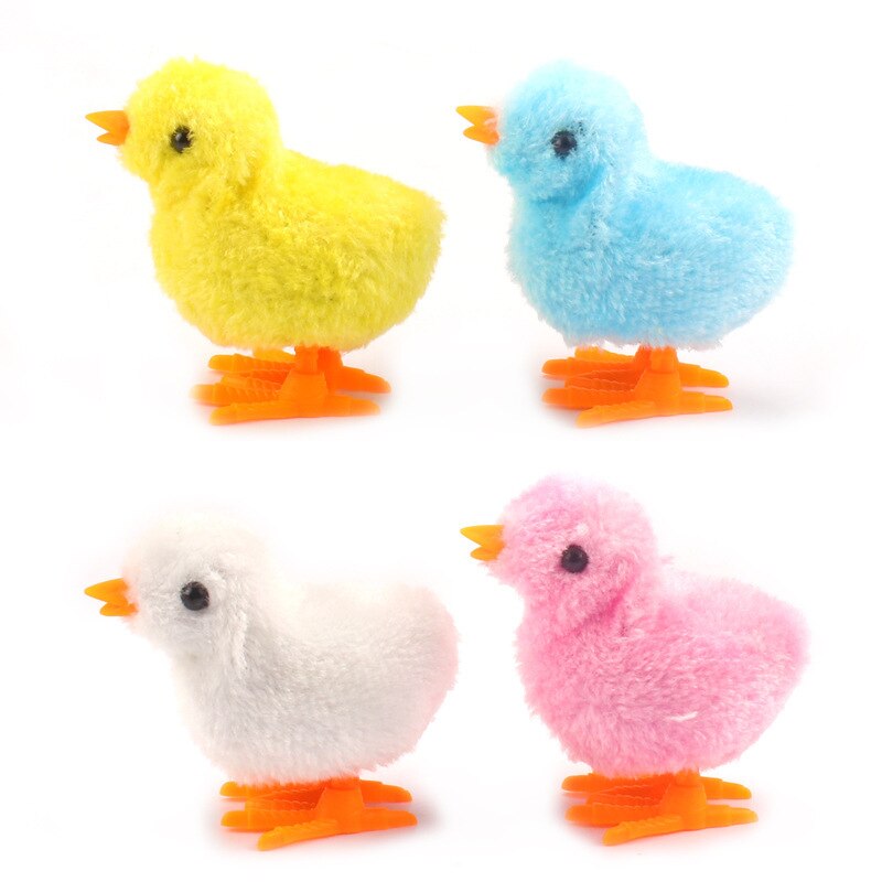 Wind Up Plush Jumping Chicken Hopping Funny Small Bird Toy Clockwork Chick for Kids Baby Toys Gift Popular Random Color