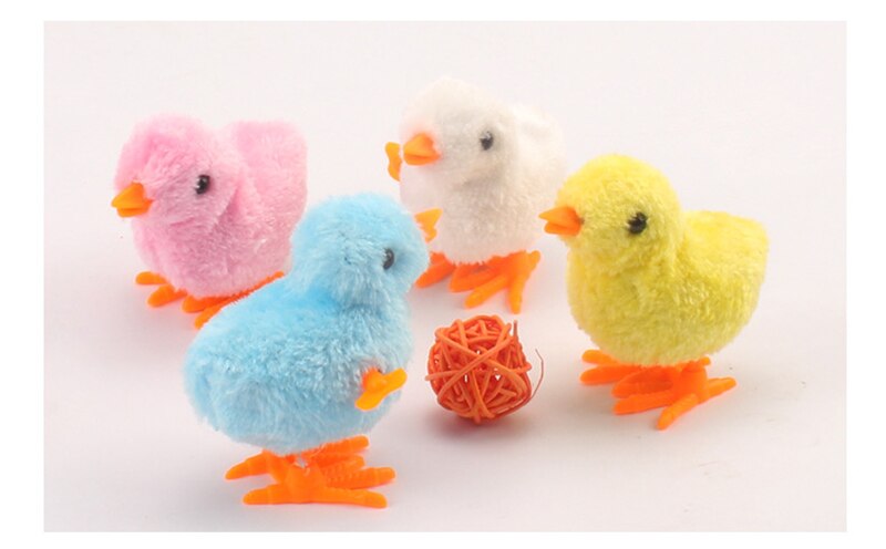 Wind Up Plush Jumping Chicken Hopping Funny Small Bird Toy Clockwork Chick for Kids Baby Toys Gift Popular Random Color