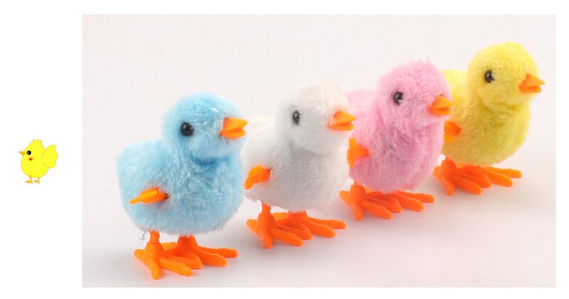 Wind Up Plush Jumping Chicken Hopping Funny Small Bird Toy Clockwork Chick for Kids Baby Toys Gift Popular Random Color