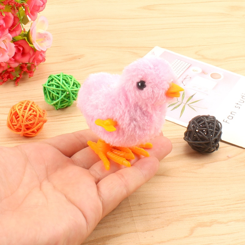 Kid Wind Up Plush Chicken Hopping Funny Small Bird Toy Clockwork Chick For Kids Baby Girl Boy Toys Gift Popular Random Color