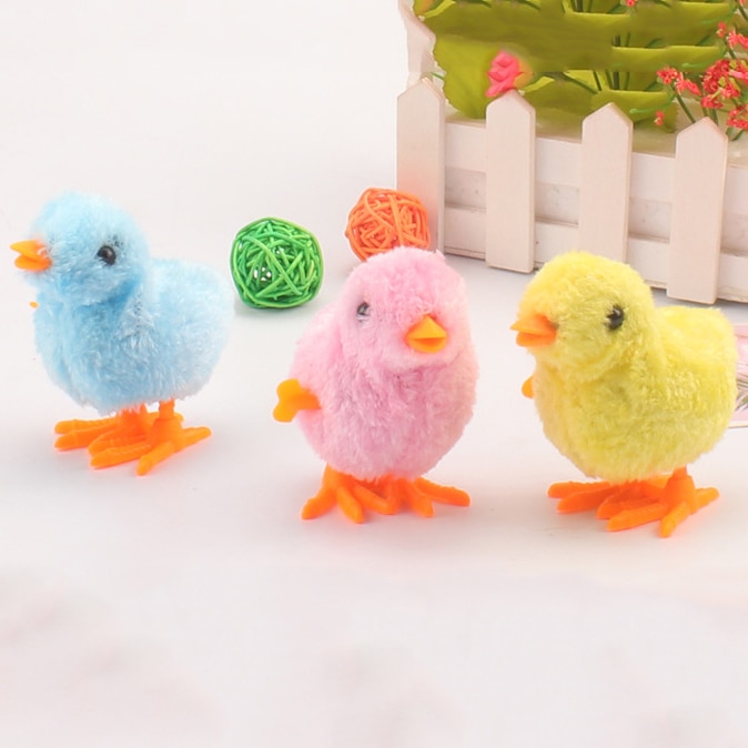 Kid Wind Up Plush Chicken Hopping Funny Small Bird Toy Clockwork Chick For Kids Baby Girl Boy Toys Gift Popular Random Color