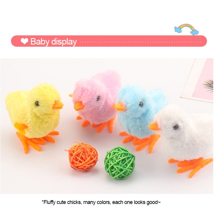 Kid Wind Up Plush Chicken Hopping Funny Small Bird Toy Clockwork Chick For Kids Baby Girl Boy Toys Gift Popular Random Color