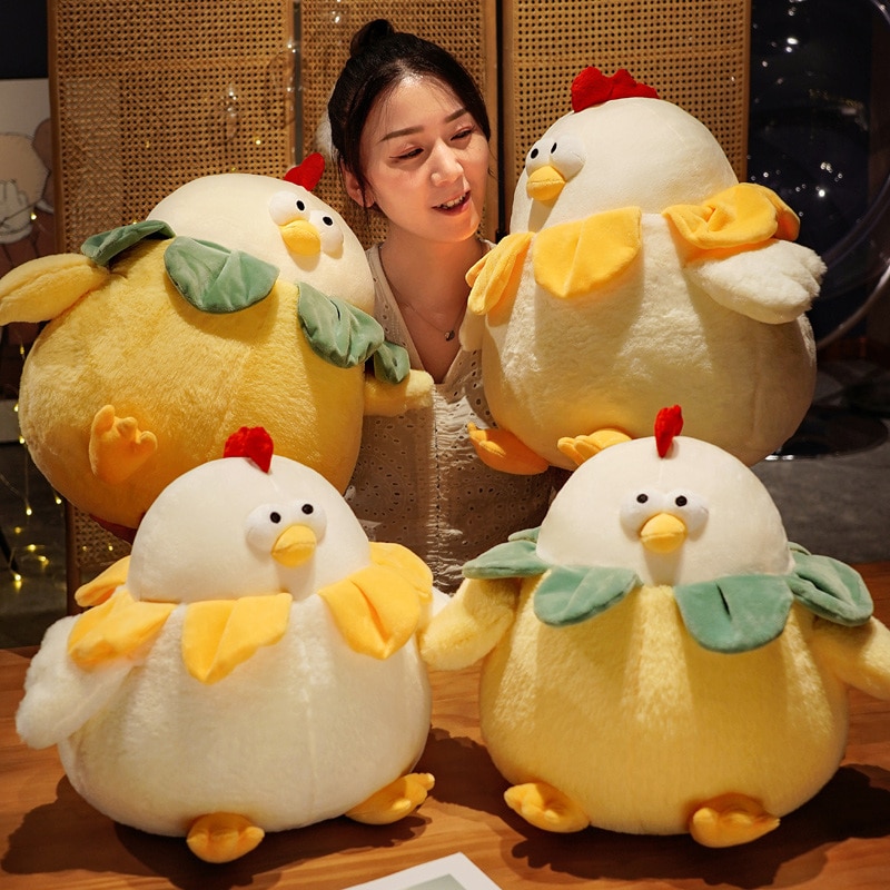 28/33/43CM Cartoon Funny Chicken Plush Pillow Cute Round Fat Chicken Dolls Lovely Soft Sofa Cushion Stuffed for Girls Kids Gifts