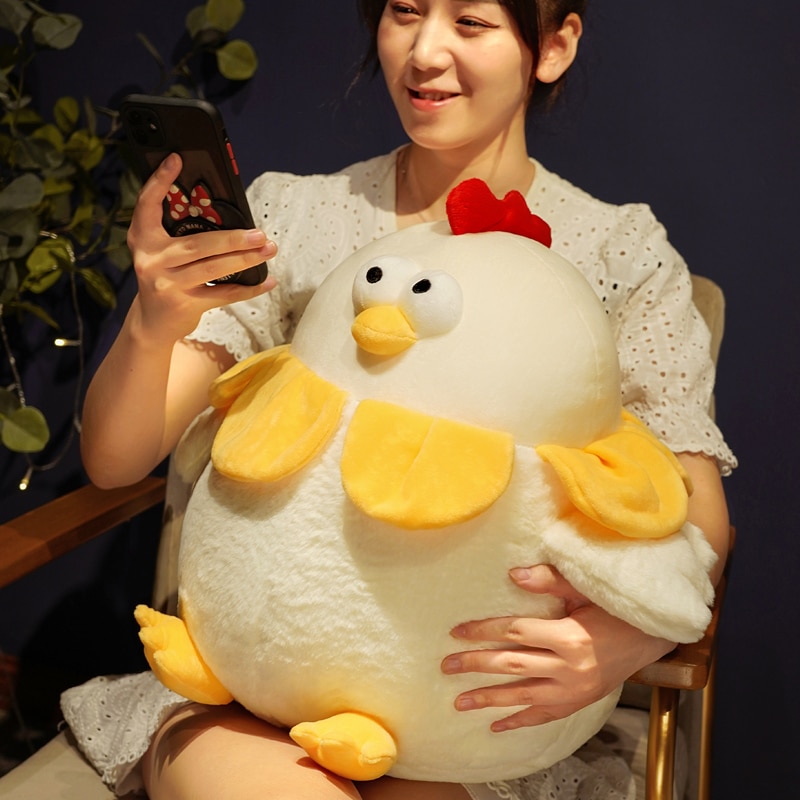 28/33/43CM Cartoon Funny Chicken Plush Pillow Cute Round Fat Chicken Dolls Lovely Soft Sofa Cushion Stuffed for Girls Kids Gifts