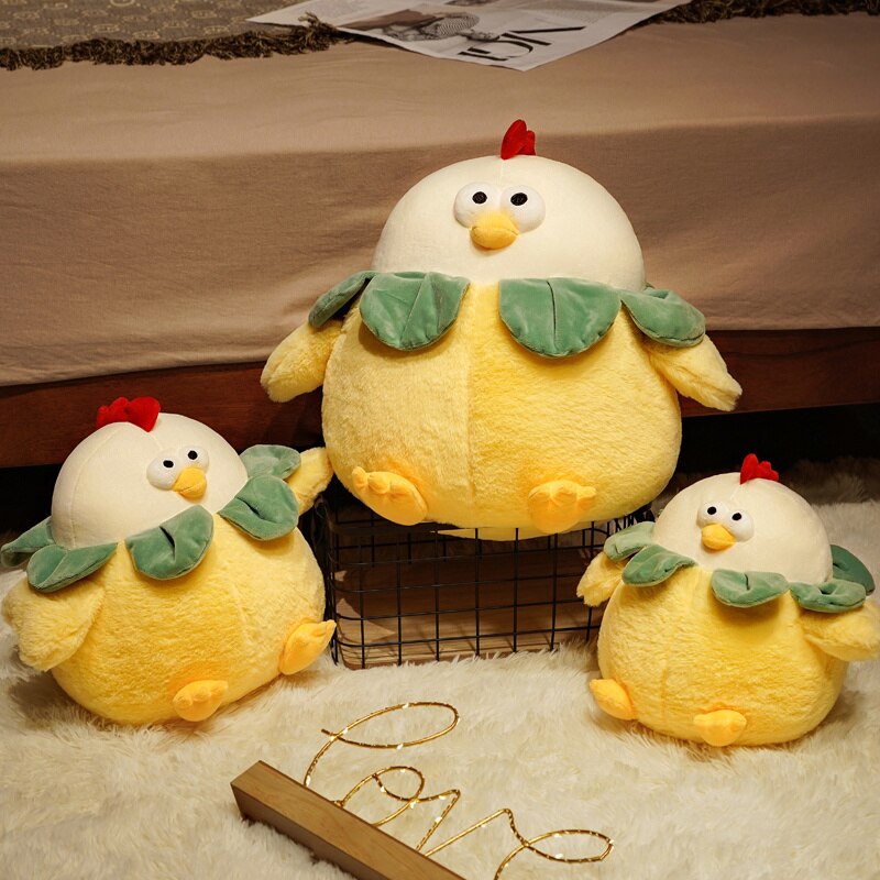 28/33/43CM Cartoon Funny Chicken Plush Pillow Cute Round Fat Chicken Dolls Lovely Soft Sofa Cushion Stuffed for Girls Kids Gifts