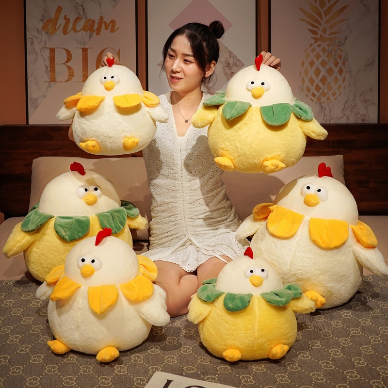 28/33/43CM Cartoon Funny Chicken Plush Pillow Cute Round Fat Chicken Dolls Lovely Soft Sofa Cushion Stuffed for Girls Kids Gifts