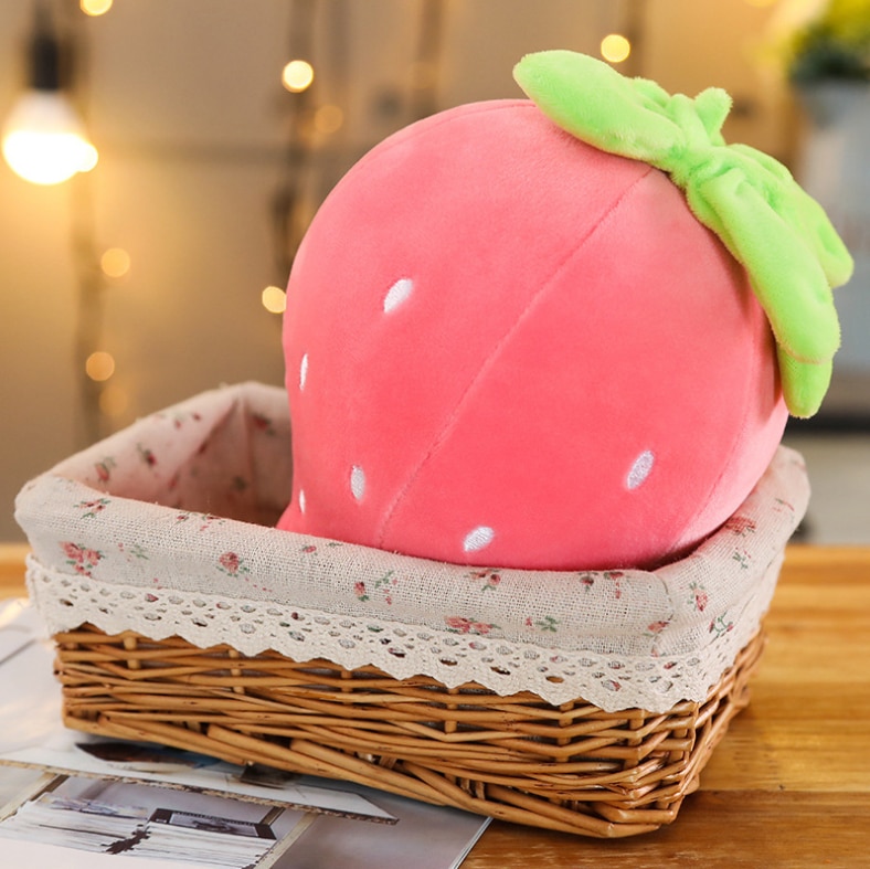 New 1pc 22cm simulation Pink Strawberry Soft Plush Food Fruit Toy Down Cotton Stuffed Strawberries Plants Plushie Decor Kid Gift