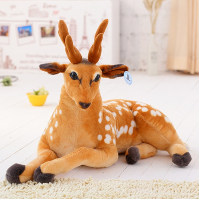 Simulation Kids Stuffed Sika Deer Toys Plush Animal Deer Dolls Children Playmate Kids Birthday Gift Home Decoration