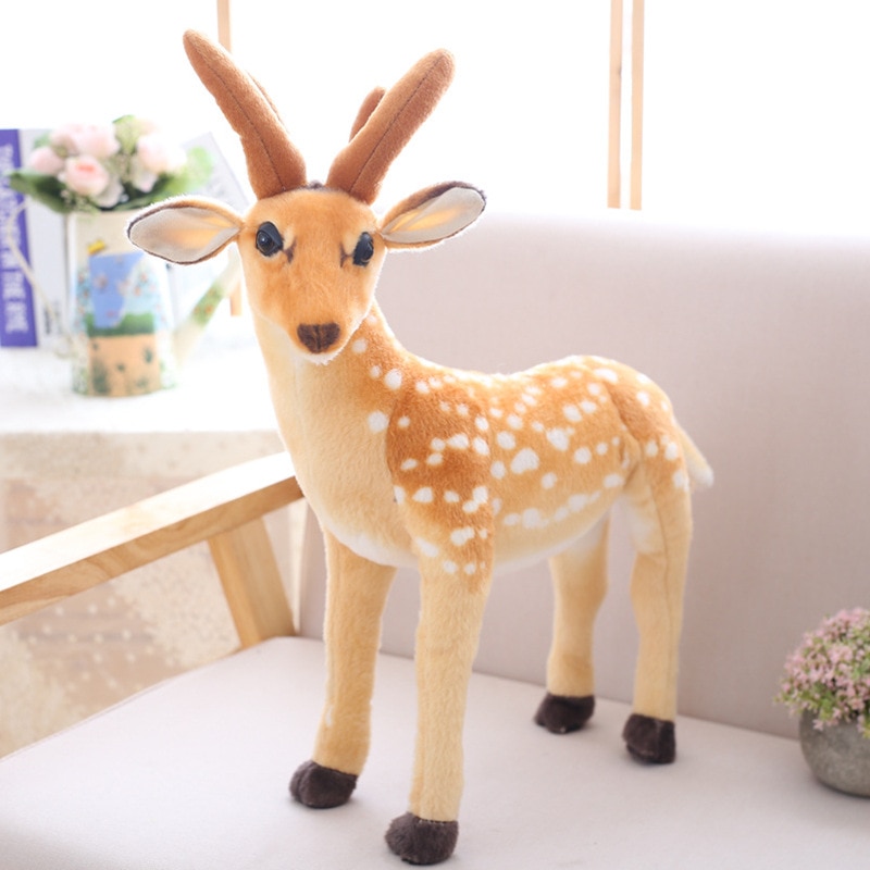 Simulation Kids Stuffed Sika Deer Toys Plush Animal Deer Dolls Children Playmate Kids Birthday Gift Home Decoration