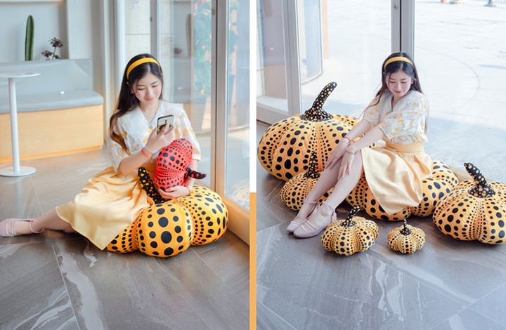 Halloween Murakami Pumpkin Pillow Yayoi Kusama The same Halloween Pumpkin Pillow Doll Plush Doll Decoration Room Funny Toy