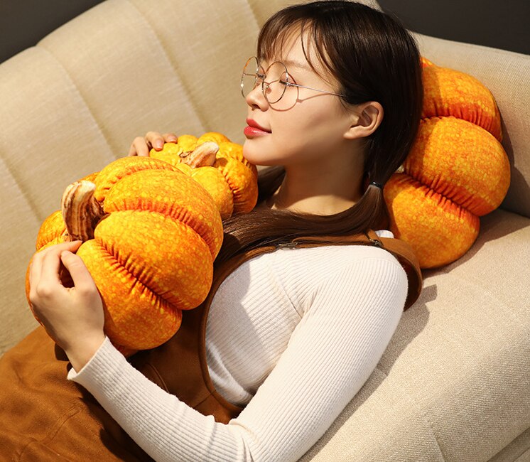 15-30cm Simulation Pumpkin Plush Stuffed Toy Soft Vegetables Doll Sofa Cushaw Pillow Cushion Halloween Christmas Gift Home Decor