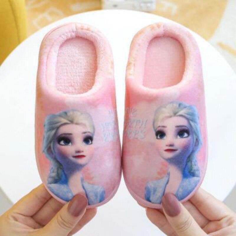 Children Cotton Slippers Cartoon Marvel Spiderman Frozen Elsa Sofia Autumn Winter Warm Princess Baby Boys Girl Indoor Home Shoes