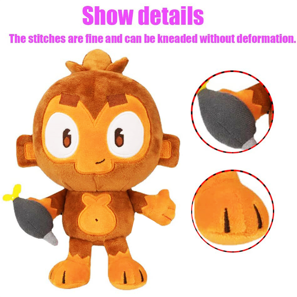 Dart Monkey Plush Toy Stuffed Animal Plushie Game Character Super Monkey King Pillow Soft Doll Gift for Kids Children Birthday