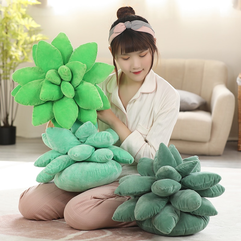 25/45cm Lifelike Succulent Plants Plush Stuffed Toys Soft Doll Creative Potted Flowers Pillow Chair Cushion for Girls Kids Gift