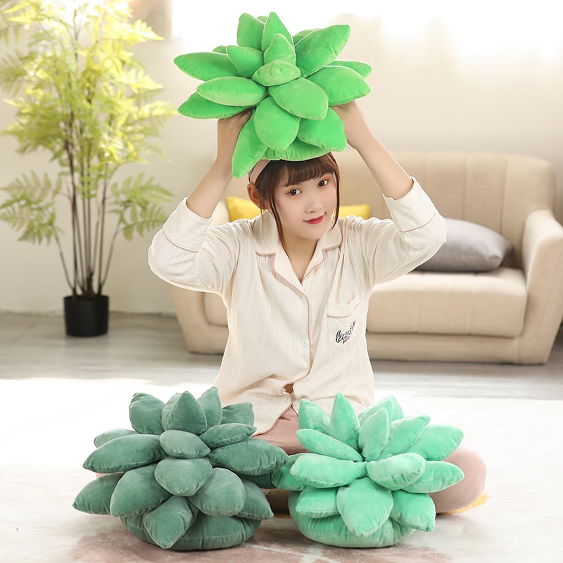 25/45cm Lifelike Succulent Plants Plush Stuffed Toys Soft Doll Creative Potted Flowers Pillow Chair Cushion for Girls Kids Gift