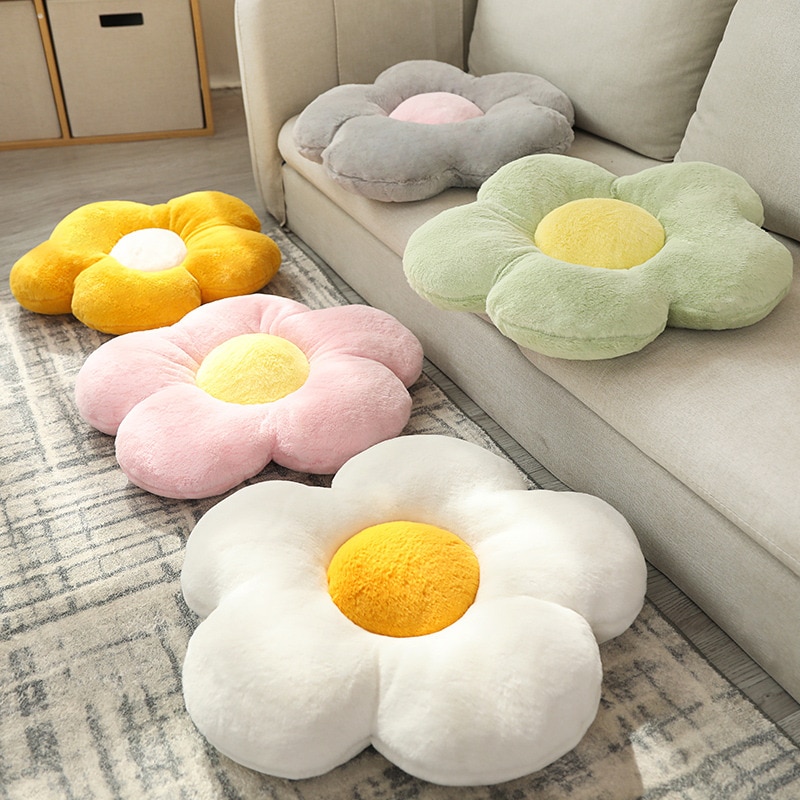 1pc 45cm Cute Flower Pillow Colorful Plush Plant Toy Baby Kids Floor Play Mat Seat Cushion Sofa Home Decor Pillow Car Decor