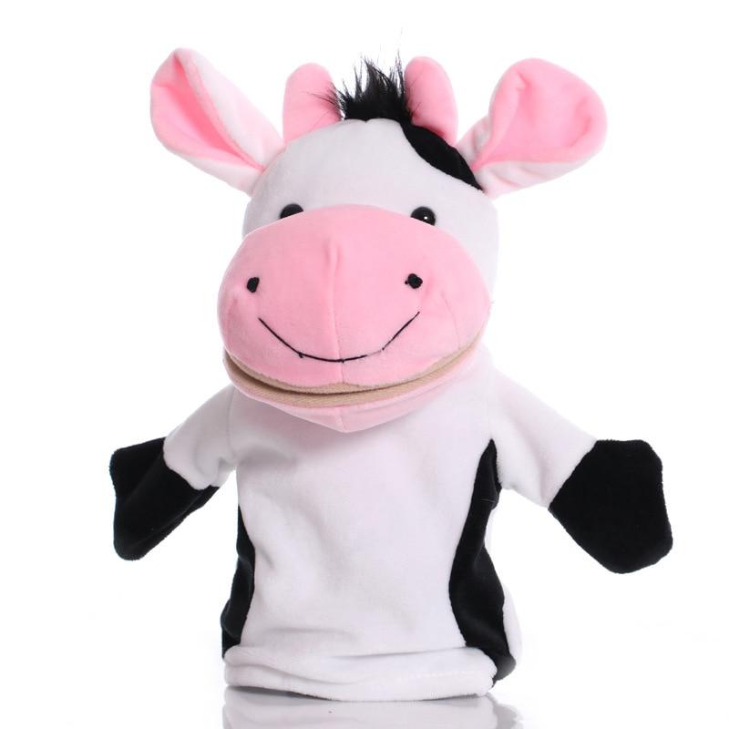 1pcs 25cm Hand Puppet Cow Animal Plush Toys Baby Educational Hand Puppets Story Pretend Playing Dolls for Kids Children Gifts