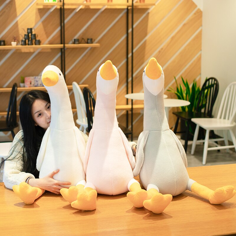 Hot Huaggble Big Plush White Duck Toy Giant SIze Pink Duck Sky Long Neck Goose Lifelike Animal Doll toys for Kids Birthday Gift