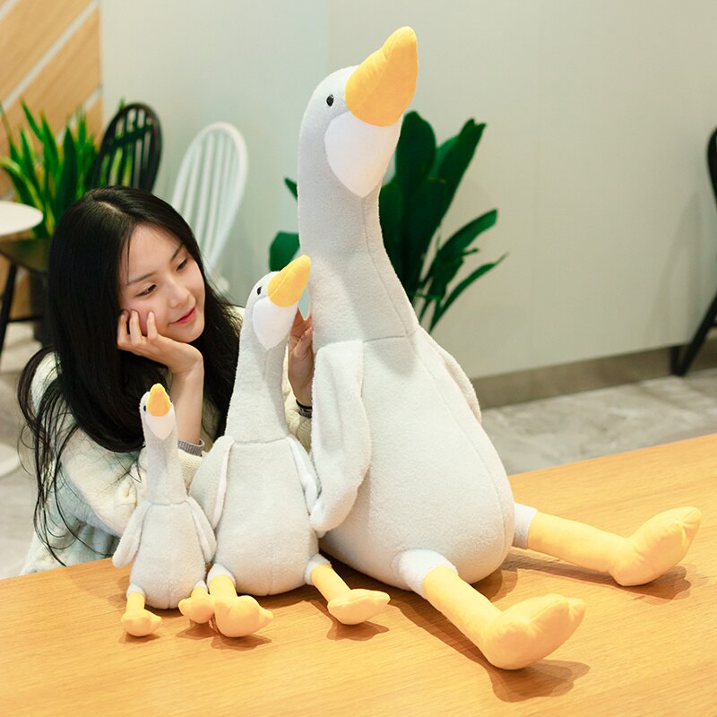 Hot Huaggble Big Plush White Duck Toy Giant SIze Pink Duck Sky Long Neck Goose Lifelike Animal Doll toys for Kids Birthday Gift