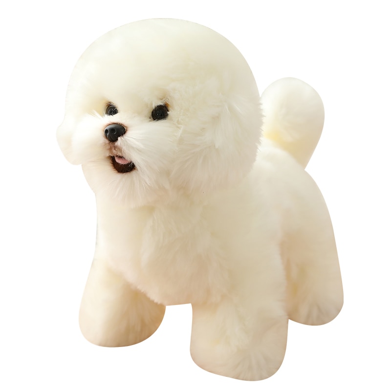 Hot Nice Bichon Frise Dog Stuffed Teddy Puppy Dog Plush Toy Cute Simulation Pets Fluffy Baby Dolls Birthday Gifts for Children