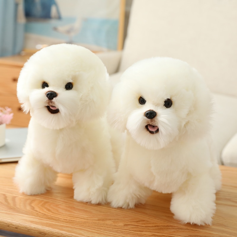 Hot Nice Bichon Frise Dog Stuffed Teddy Puppy Dog Plush Toy Cute Simulation Pets Fluffy Baby Dolls Birthday Gifts for Children