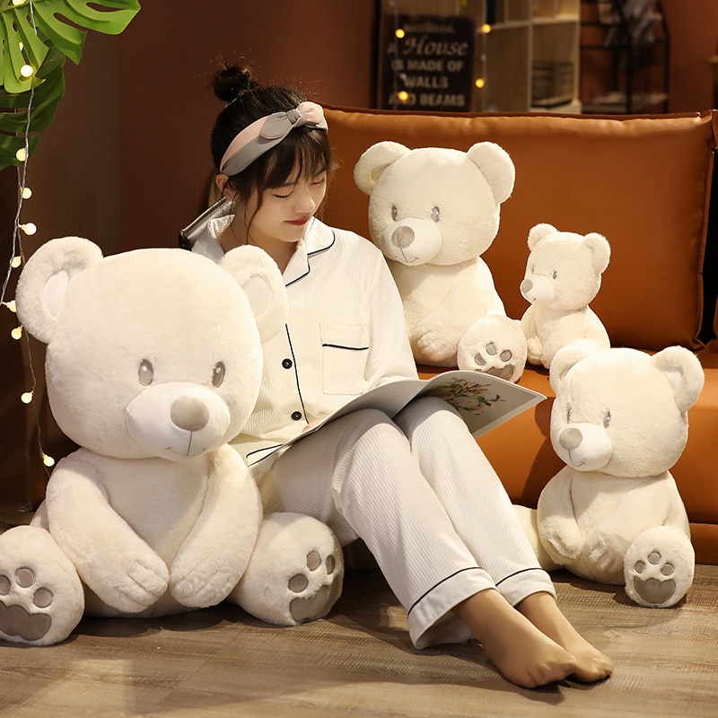 Hot Nice 1PC 25cm-60cm Huggable Stuffed High Quality Classic White Teddy Bear Plush Toys Cute Dolls Lovely Gift for Girls