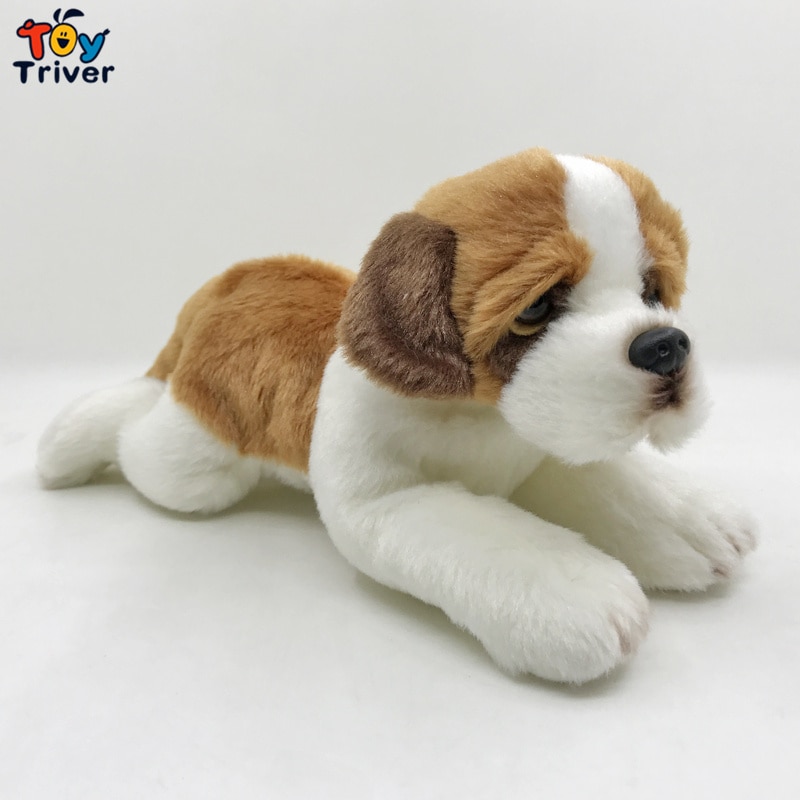 Plush Saint Bernard Dog Toy Triver Stuffed Animal Doll Puppy Pet Kids Baby Birthday Gift Present Home Shop Decoration Craft