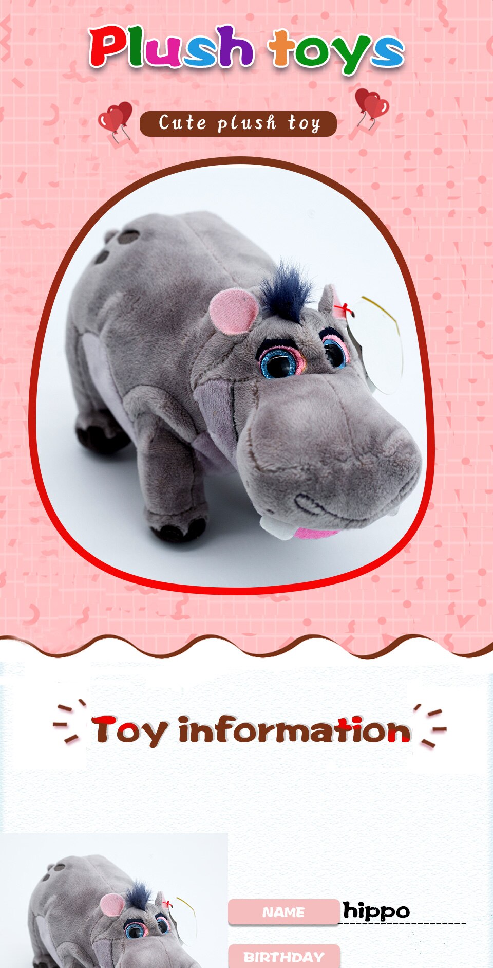 20cm Ty Beanie Stuffed Plush Animals Doll Iron Guard Lion Hippo Collectible Big Eyes Hippo Soft Toys Girl Birthday Gift