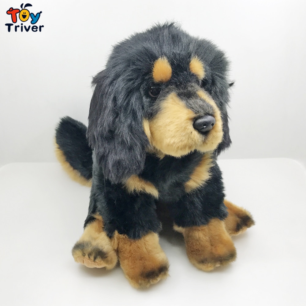 Lifelike Tibetan Mastiff Black Dog Puppy Plush Toys Stuffed Animals Doll Baby Kids Boys Adults Birthday Gifts Home Room Decor