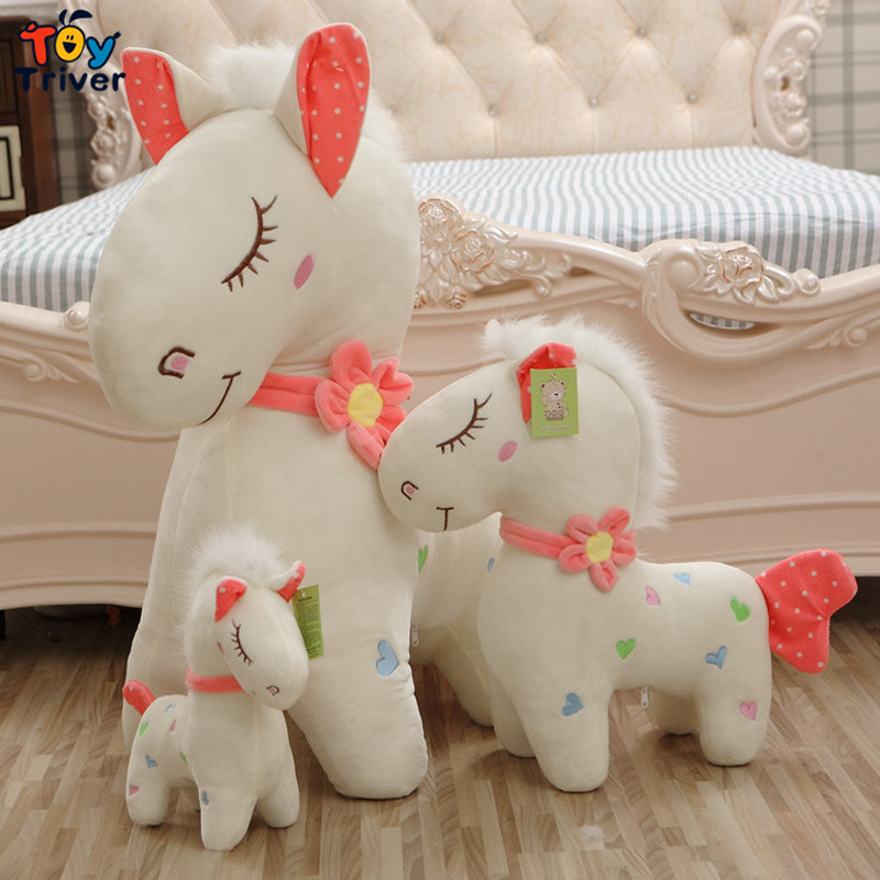 Cute Horse Plush Toys Stuffed Animals Doll Cushion Pillow Baby Kids Children Boys Girls Birthday Gifts Home Room Decor