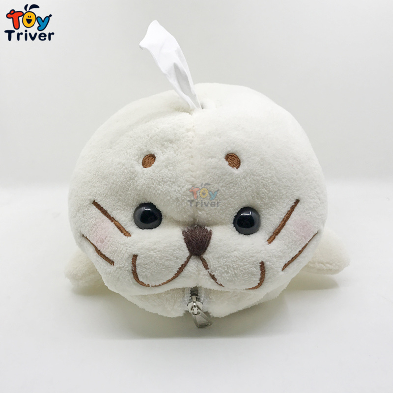 Kawaii Seal Sea Lion Dog Plush Toys Stuffed Ocean Animals Doll Tissue Box Case Napkin Paper Holder Home Room Decor Cute Gifts