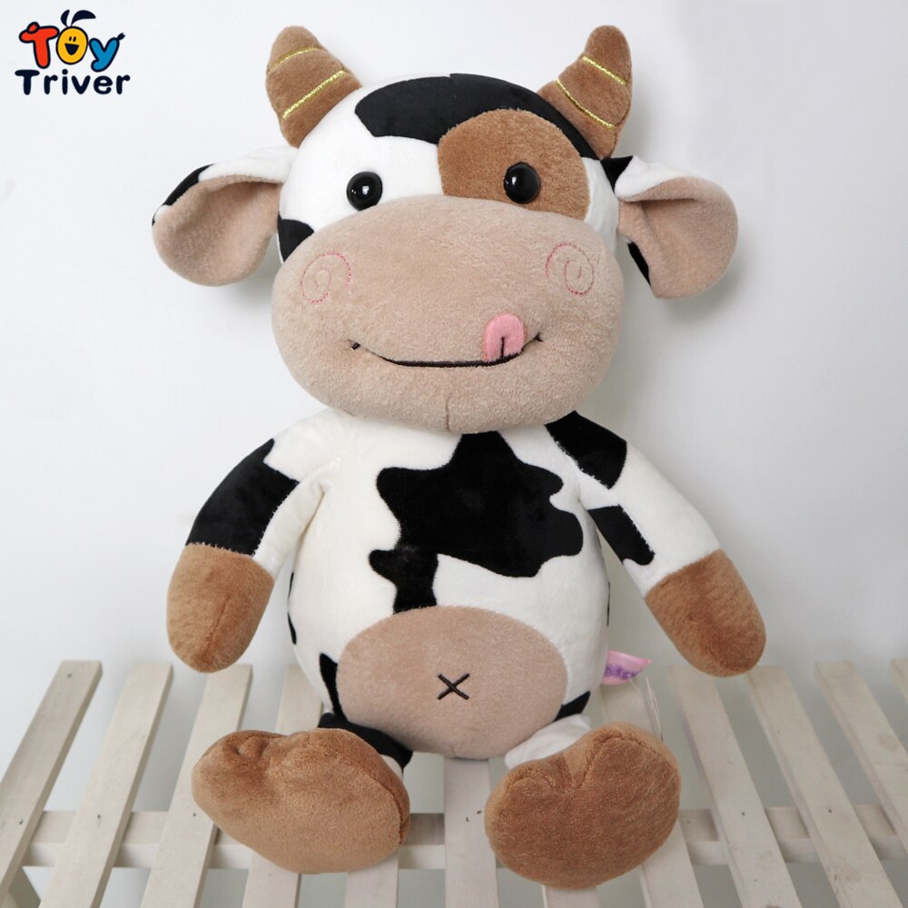 Kawaii Cow Cattle Plush Toy Triver Stuffed Animals Doll Cushion Baby Kids Children Boys Girls Birthday Toys Gift Home Room Decor