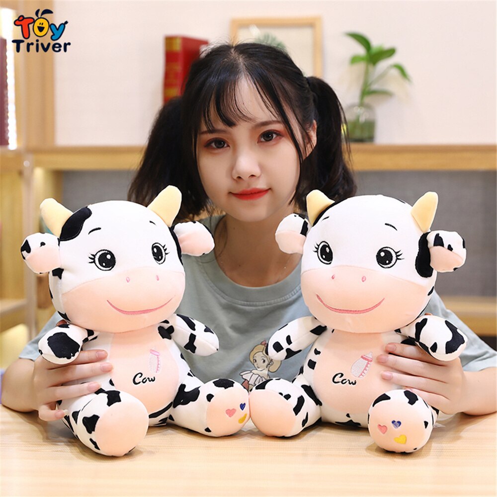 Kawaii Milk Dairy Baby Cow Plush Toys Bull Cattle Stuffed Animals Doll Baby Kids Children Girls Birthday Gifts Home Room Decor