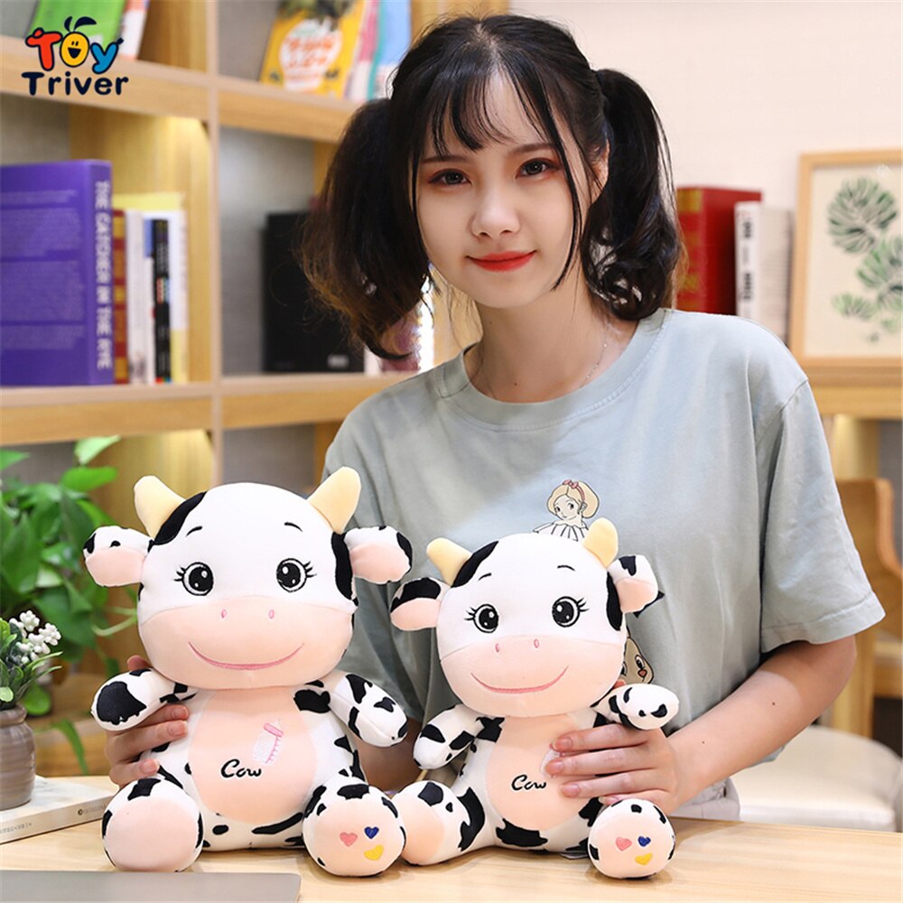 Kawaii Milk Dairy Baby Cow Plush Toys Bull Cattle Stuffed Animals Doll Baby Kids Children Girls Birthday Gifts Home Room Decor