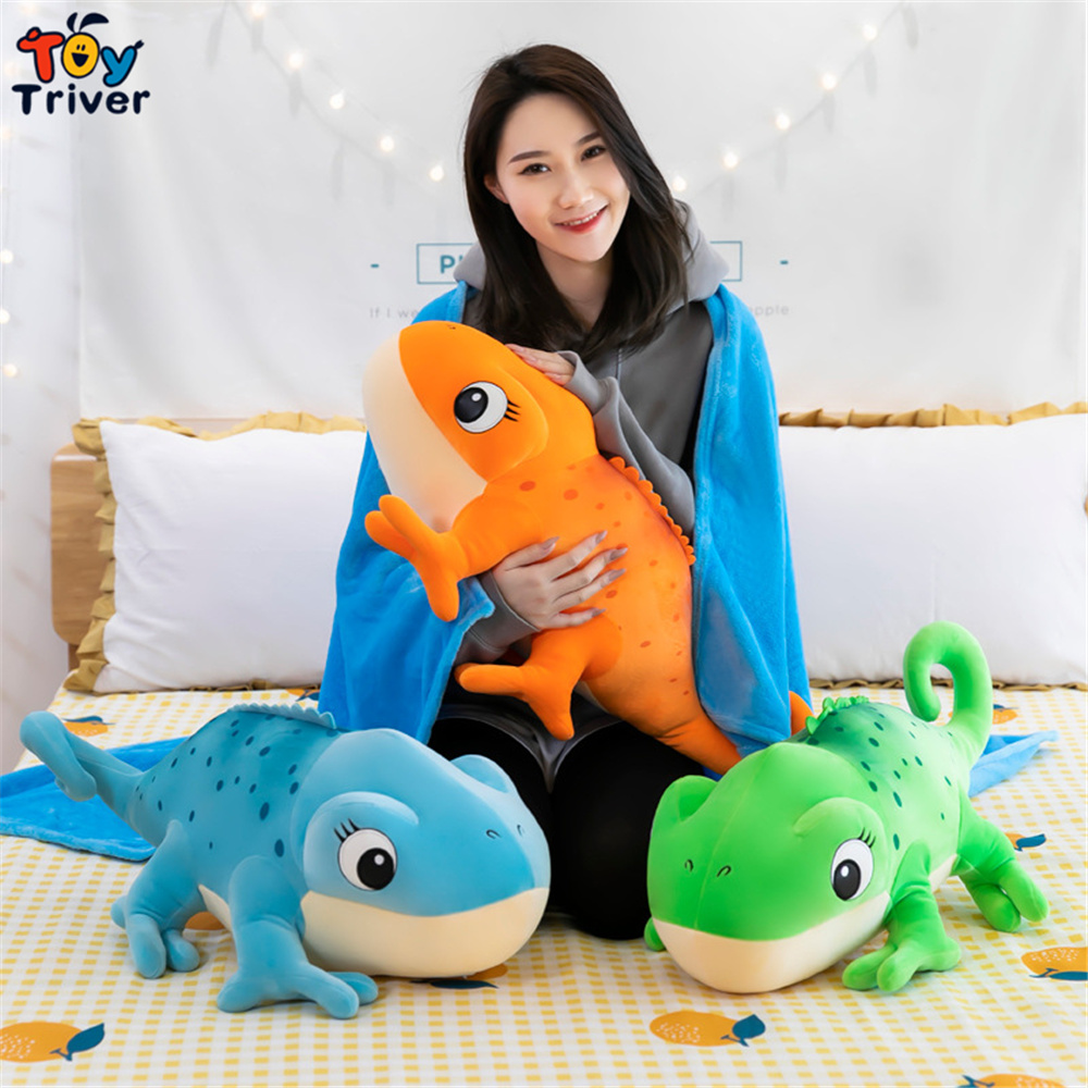 Kawaii Gecko Chameleon Lizard Iguana Blanket Plush Toys Stuffed Doll Pillow Cushion Kids Boys Birthday Gifts Home Room Decor