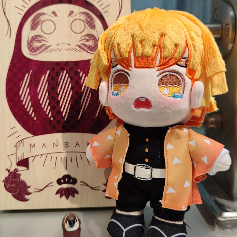 Demon Slayer Plush Agatsuma Zenitsu Figure Plushie Doll Clothes Changeable Japan Anime Cosplay Merch Cartoon Toy Manga Gift 20cm