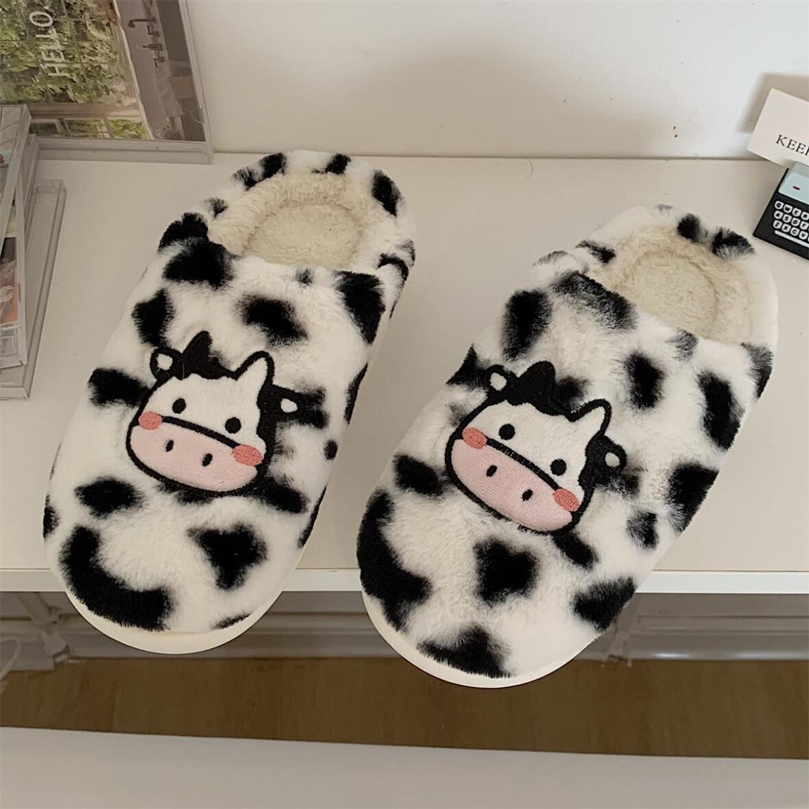 Cow Soft Plush Stuffed Slippers
