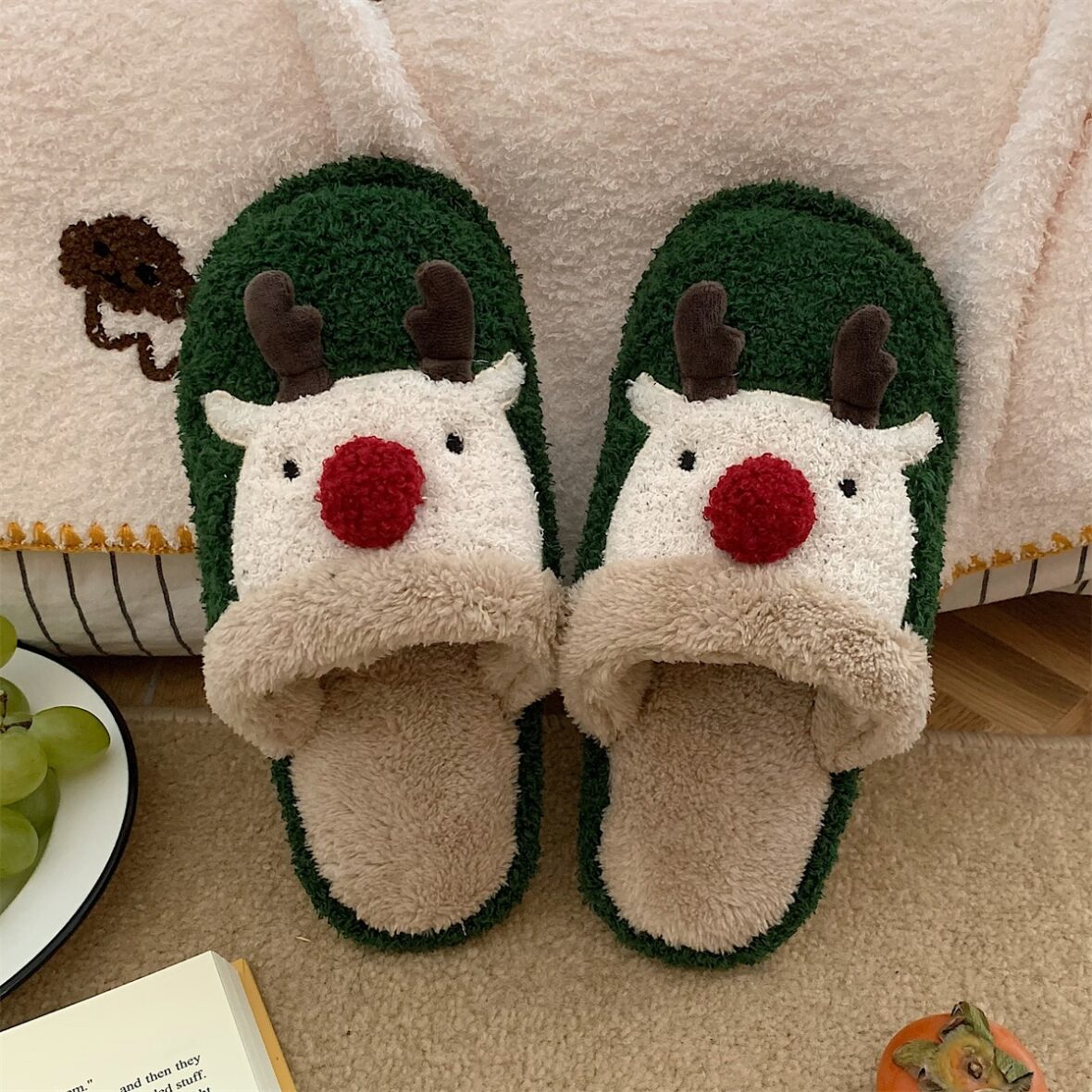 Elk Soft Stuffed Plush Slippers