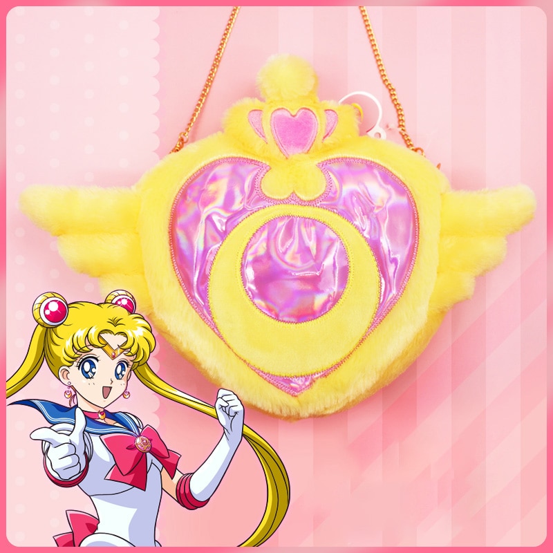 Official Japan Moon Cosplay Props Anime Sailor Heart Plush Toy Shoulder Bag For Women Ladies Cute Handbag Girls Birthday Gift