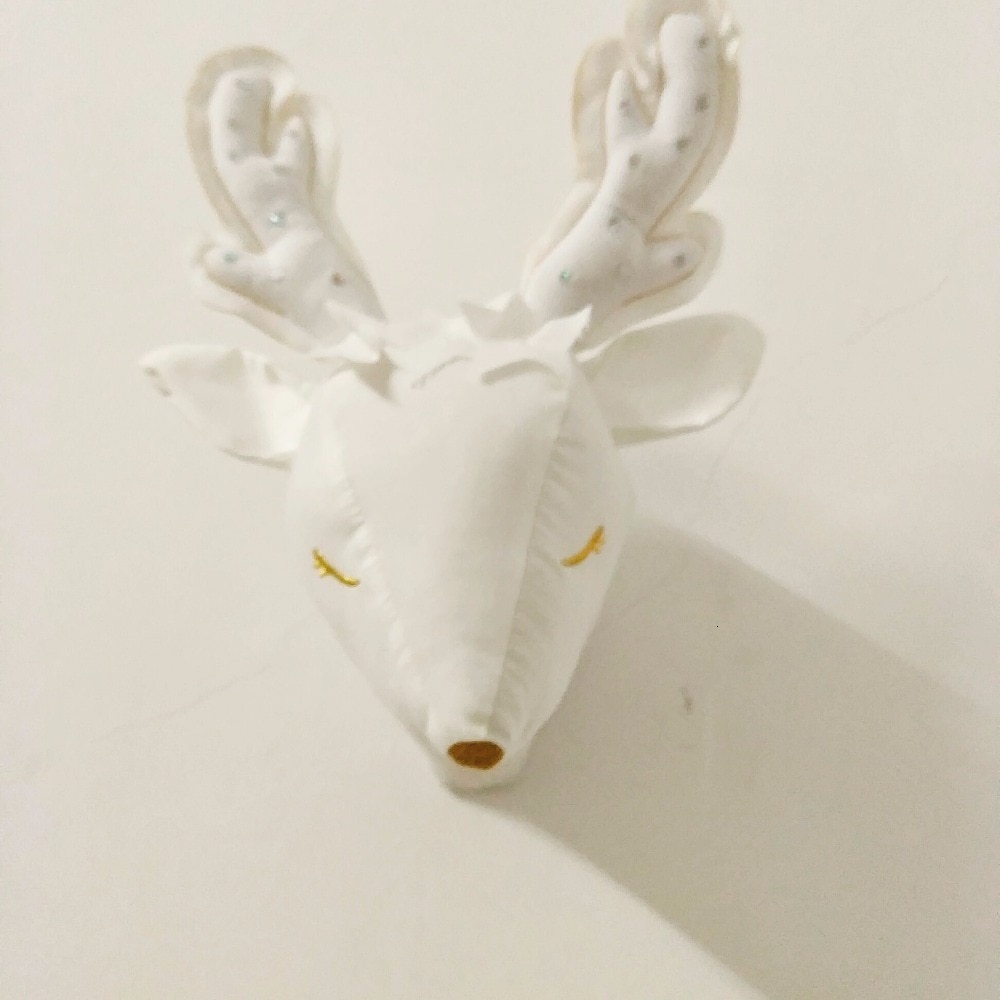 New Plush Deer Head Trophy Wall Mount For Nursery Guest Cottage Stuffed Animal Baby Child Bedroom Decoration Wall Art Home Decor