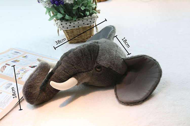 2021 Elephant Wall Decoration Girls Room Decor Nursery Stuffed Toys Doll Head Wall Hanging Baby Birthday Gifts Stuffed animals