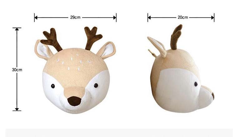 Nordic Style Plush Toy Animal Heads Elephant Bear Deer Wall Decor Baby Girl Christmas Birthday Stuffed Toys Nursery Wall Hanging