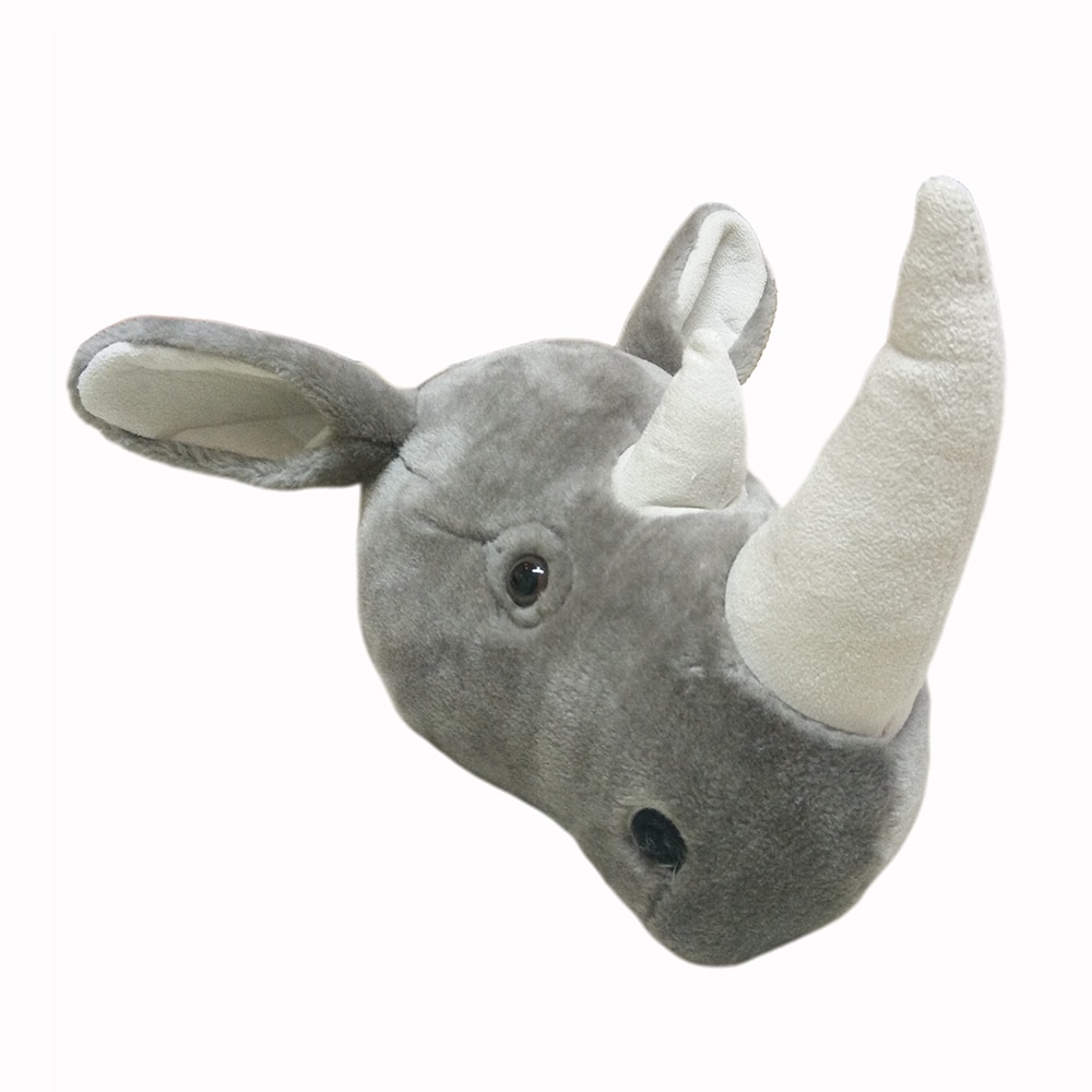 2021 rhinocerosL head wall decor - Stuffed animal head wall decor for nursery or kids room - room decor for kids