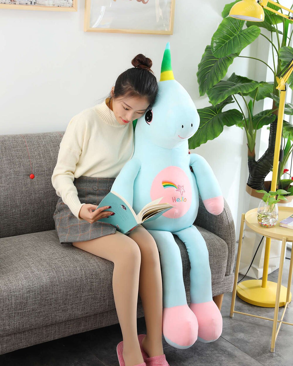 Cartoon Unicorn Plush Toy Big Huge Unicorn Pillow Stuffed Animal Soft Doll Kids Birthday Christmas Gift Children Girl Room Decor