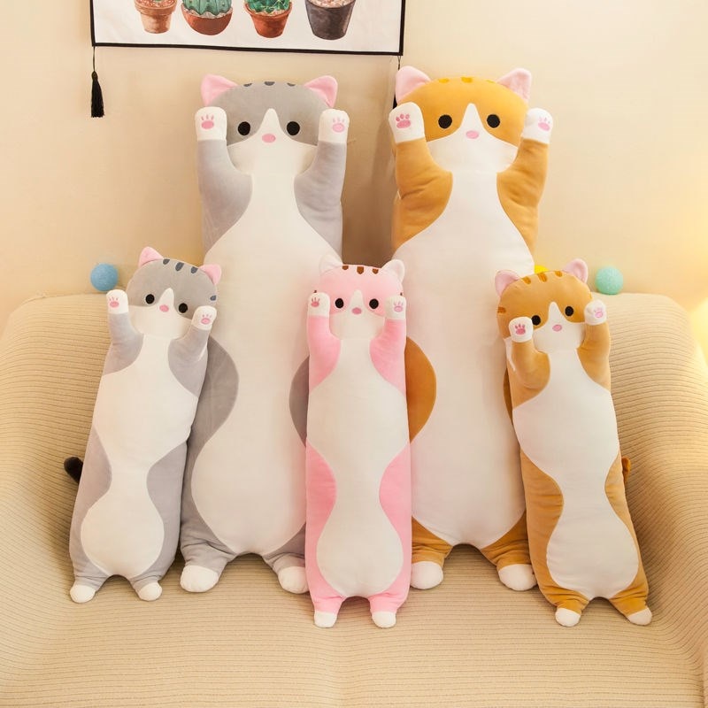 130cm Cute Soft Long Cat Pillow Plush Toys Stuffed Pause Office Nap Pillow Bed Sleep Pillow Home Decor Gift Doll for Kids Girl