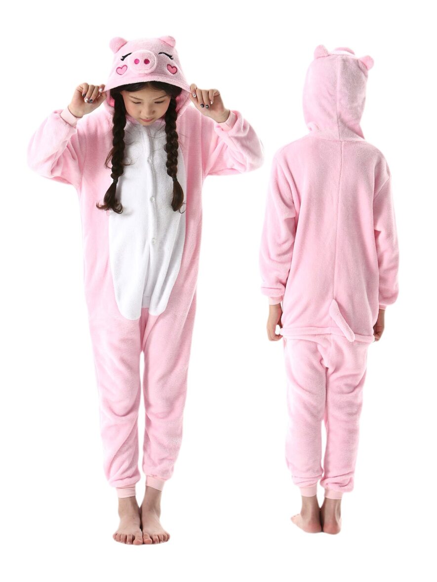 Pink Pig Soft Plush Kigurumi Onesie Pajama For Kids