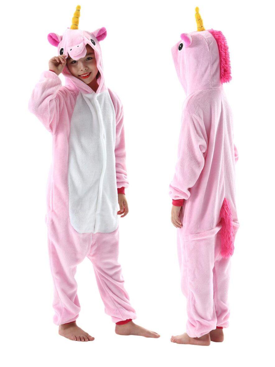 Pink Unicorn Soft Plush Kigurumi Onesie Pajama For Kids