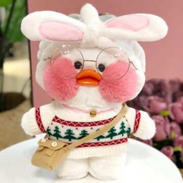 duck plush with pink cheeks