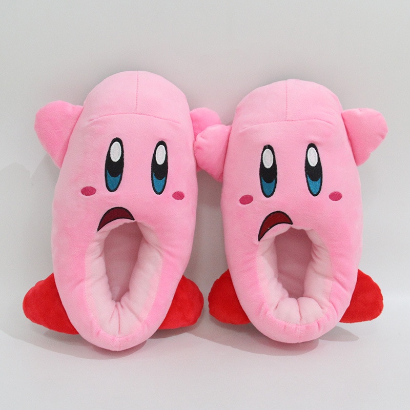 28cm Anime Pink Kirby Soft Stuffed Plush Slippers