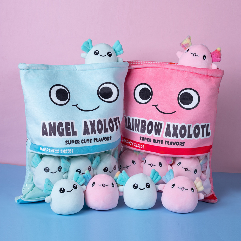 Angel Axolotl Bag Of Snacks Soft Stuffed Plush Toy